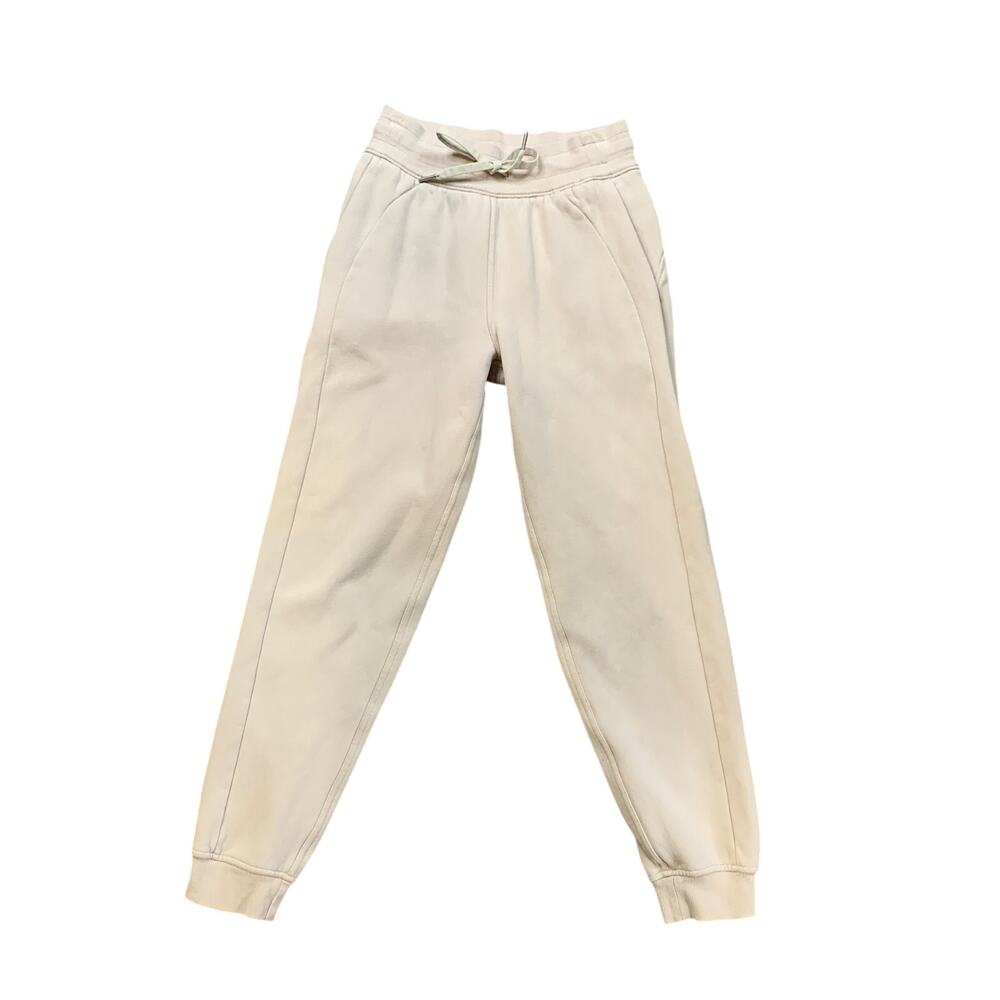 Lululemon Pants Womens 2 Ivory Scuba High Rise Jogger Drawcord Tapered Fleece